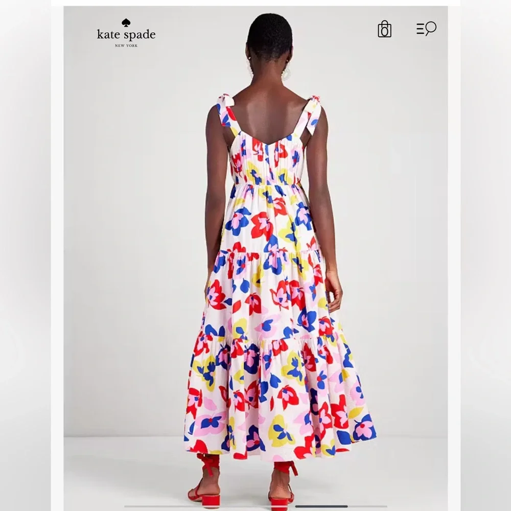Kate Spade Summer Flowers Tiered Tie Strap Dress - Picture 5 of 15